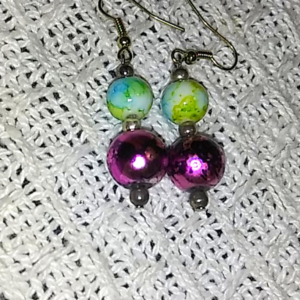 Marble and purple earrings